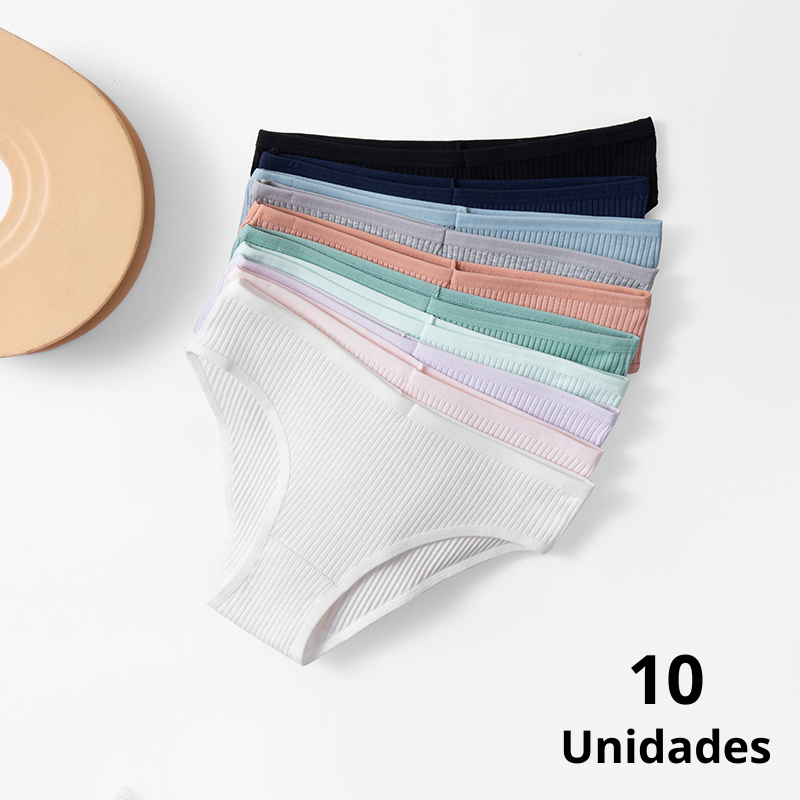 Calcinhas 100% Algodão e Anti-Bacterianas - Compre 5 Leve 10