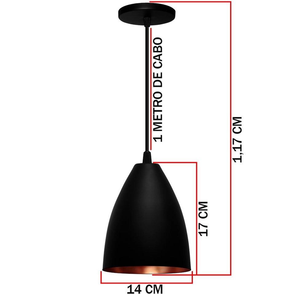 Kit com 3 Pendentes Soft Cone Preto - Vamos às Compras