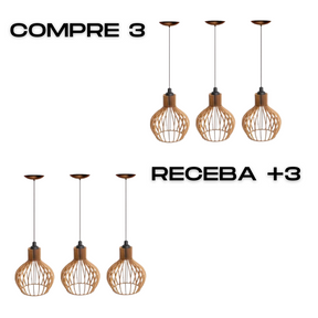 Luminárias de Teto Coquinho 3 Unid. - Compre 3 Receba 6