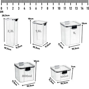 Kit de 5 Potes Acrílico Organizadores para Dispensa - Vamos às Compras